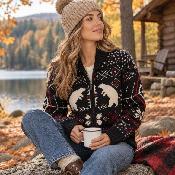 Lauren Ralph Lauren Sweaters - Vintage Lauren Ralph Lauren Cardigan Sweater Fair Isle Lambswool Zip Women's L